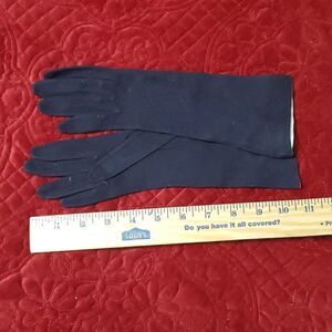 Antique navy blue suede gloves